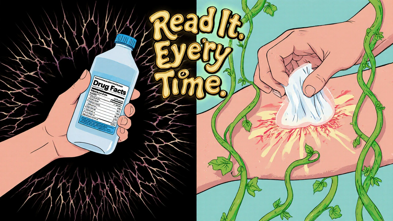 Split scene: wrong wound care with damage vs. correct care with healing vines and glowing label.