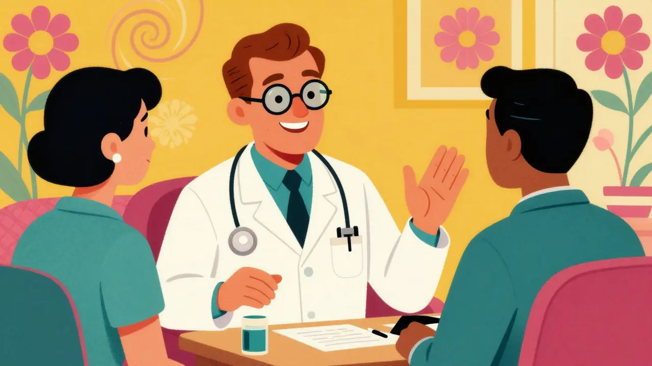 Stylized doctor consulting with patient via video call