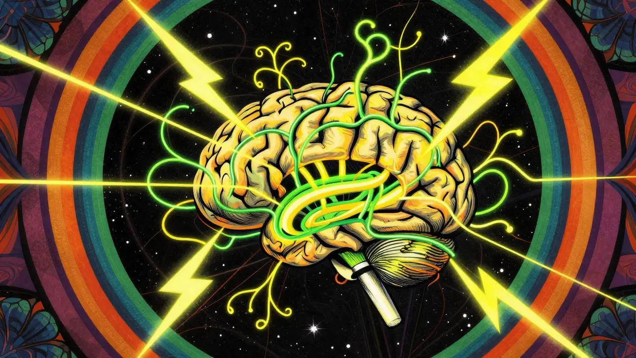 Stylized brain showing neurological effects of medication mix