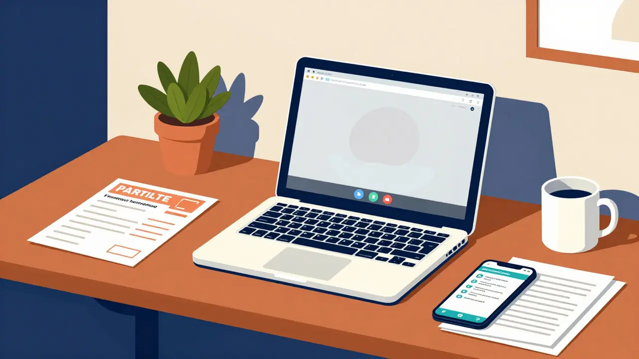 Home office setup with telemedicine and coupons